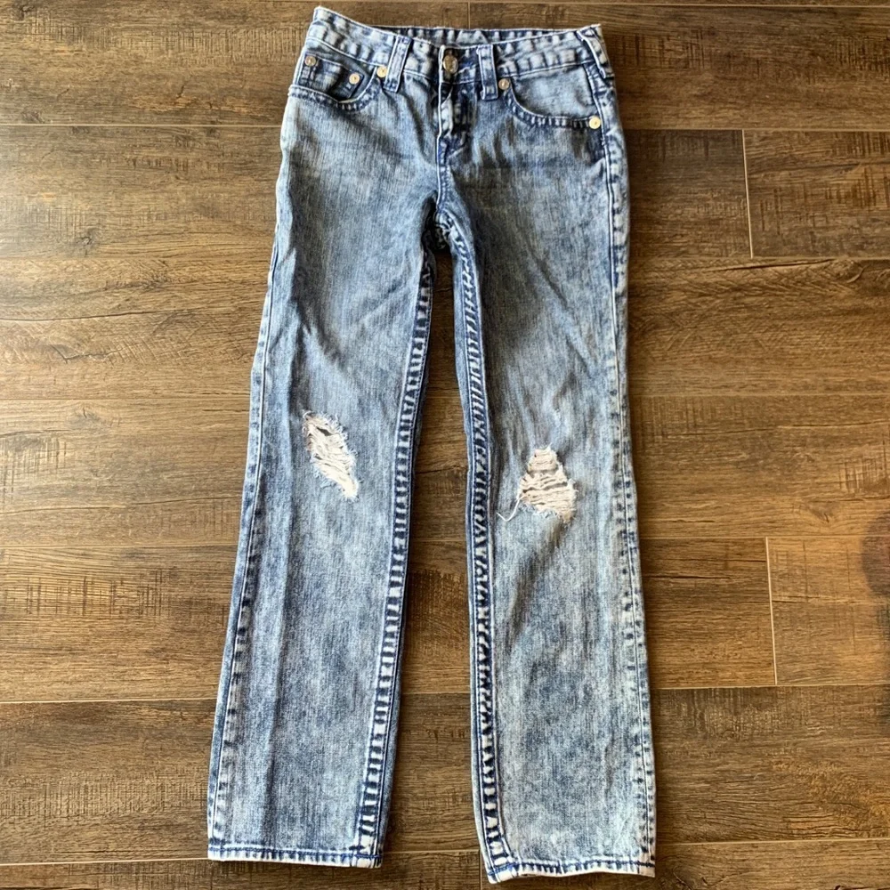 ❤️SOLD Children’s True Religion Straight Fit Contrast Acid Wash Distressed Jeans - Picture 2 of 11